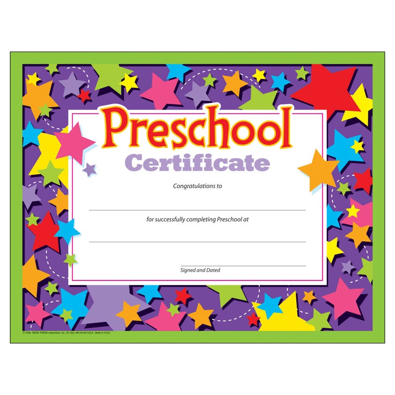 Preschool Certificates (Pack of 30)